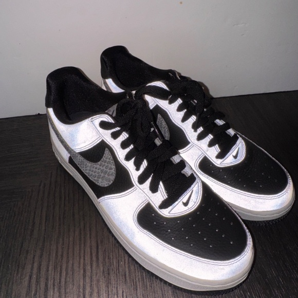 Nike Air Force 1 Low Mens Black Silver 3M Snake 2020 Sneaker DJ6033-001 EUC Sz 8 - Picture 10 of 11